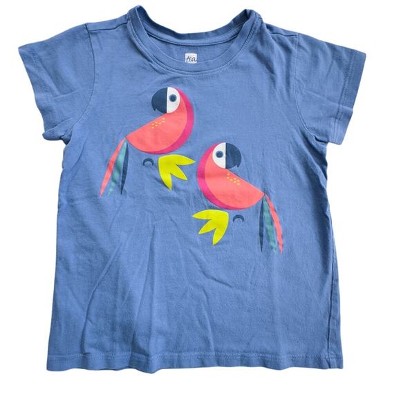 Tea Collection Blue Parrot Graphic Tee VGUC 4 - Picture 1 of 2